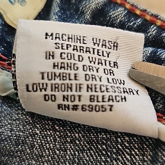 Womens Sz 23 Distressed Highrise Inseam 32 Wide Leg  100% Cotton Bootcut Jeans - Picture 11 of 12